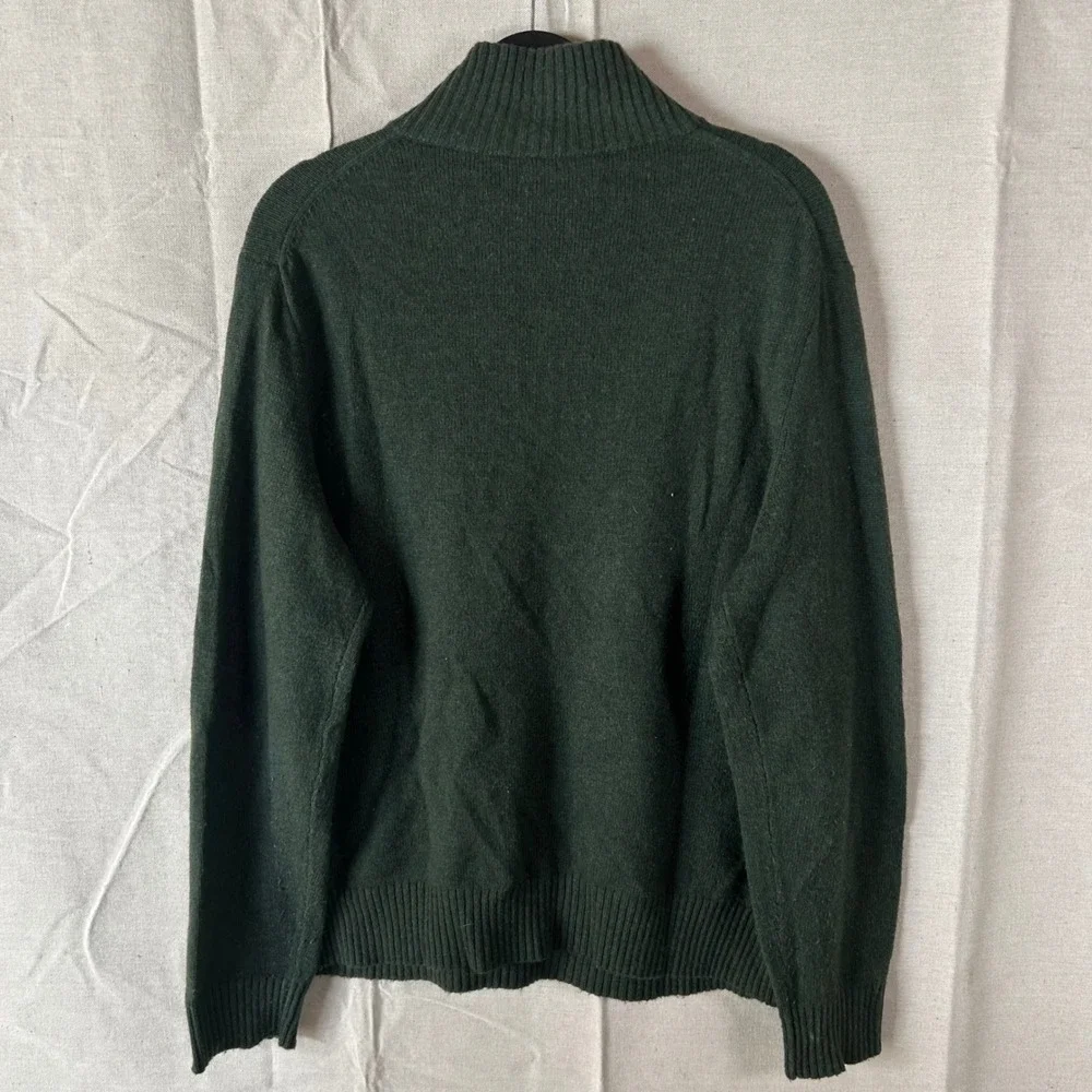 J.Crew Mercantile Mens Green Lambswool Blend Quarter‎ Zip Sweater Large Forest